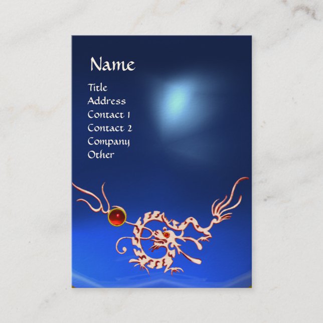 SEA DRAGON 2 TOPAZ MONOGRAM blue white red Business Card (Front)