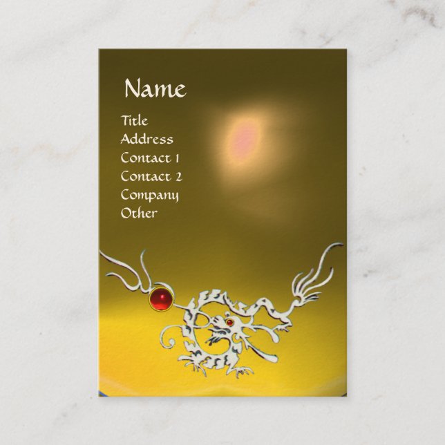 SEA DRAGON 2 TOPAZ  MONOGRAM yellow white red Business Card (Front)