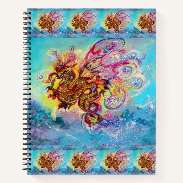 SEA DRAGON AMONG WAVES Fantasy Pink Blue   Notebook (Front)