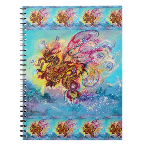 SEA DRAGON AMONG WAVES Fantasy Pink Blue Notebook