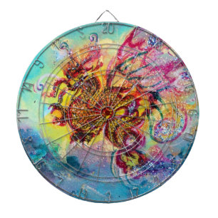 SEA DRAGON AND BLUE WAVES Fantasy Dart Board