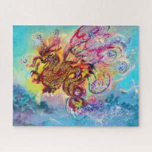 SEA DRAGON AND BLUE WAVES Fantasy Jigsaw Puzzle