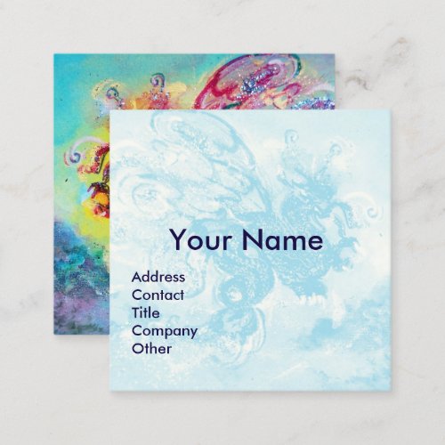 SEA DRAGON AND BLUE WAVES Fantasy Square Business Card