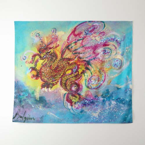 SEA DRAGON AND BLUE WAVES Fantasy Tapestry