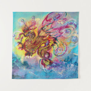 SEA DRAGON AND BLUE WAVES Fantasy Tapestry