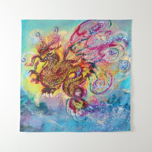 SEA DRAGON AND BLUE WAVES Fantasy Tapestry