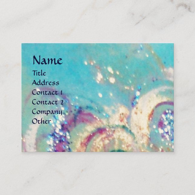 SEA DRAGON ,aqua blue,white, yellow pink purple Business Card (Front)