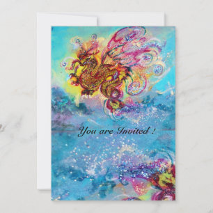 SEA DRAGON blue violet purple black yellow Invitation