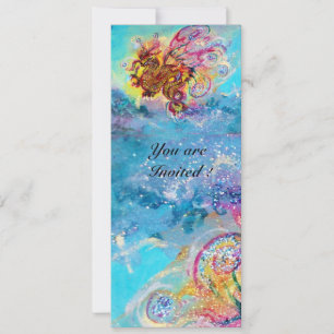 SEA DRAGON blue violet purple black yellow Invitation