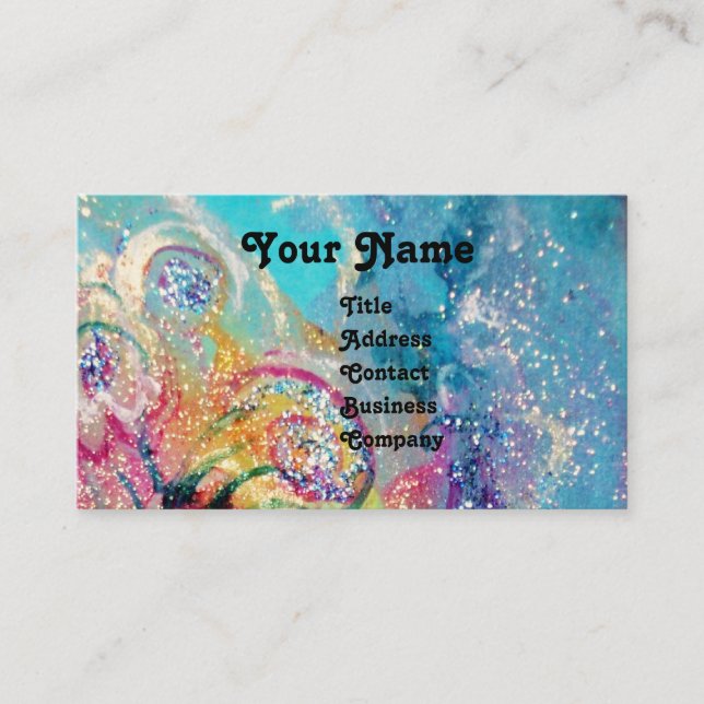 SEA DRAGON , blue yellow pink purple Business Card (Front)