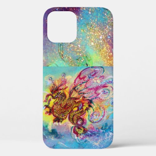 SEA DRAGON IN GOLD BLUE SPARKLES iPhone 12 CASE