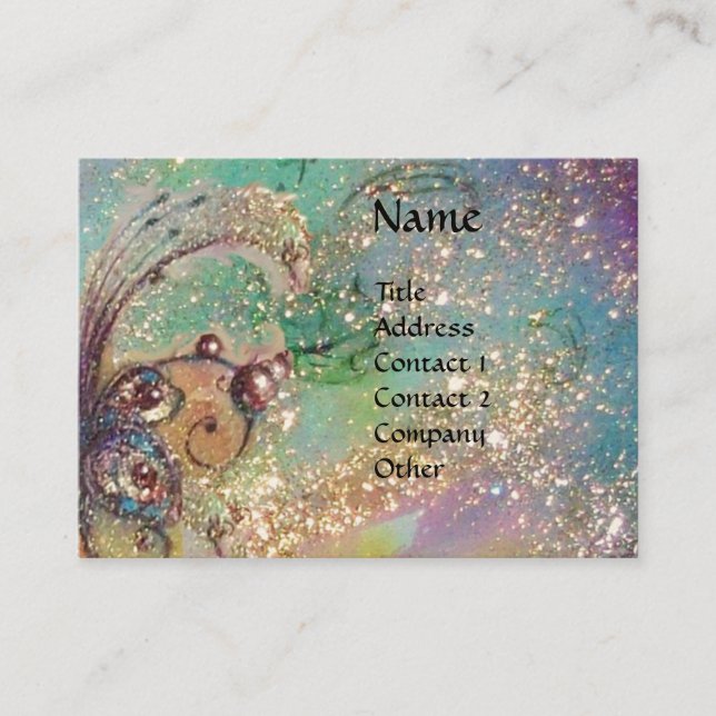 SEA DRAGON ,/ MAGIC BUTTERFLY PLANT,teal Business Card (Front)