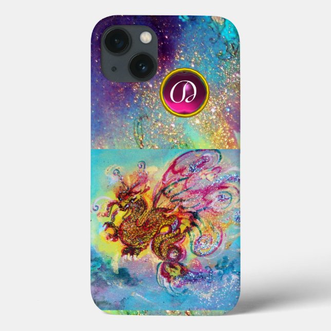 SEA DRAGON PINK PURPLE GEM STONE MONOGRAM Case-Mate iPhone CASE (Back)