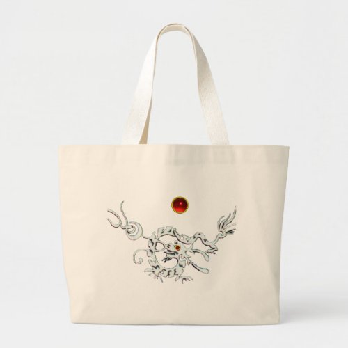 SEA DRAGON RUBY black and white red Large Tote Bag