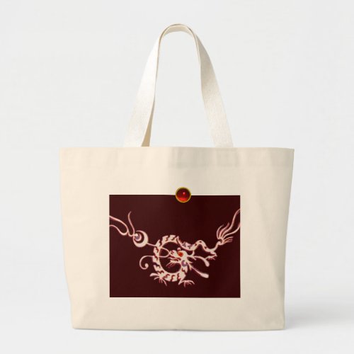 SEA DRAGON RUBY black and white red Large Tote Bag