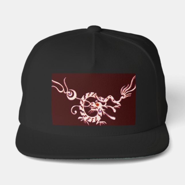 SEA DRAGON RUBY, black and white red Snap Back Hat (Front)