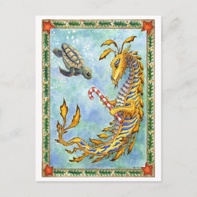 Sea Dragon-Sea Turtle Xmas postcard (Front)