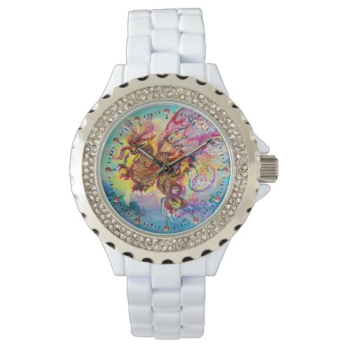 SEA DRAGON WITH PINK GEMSTONES WATCH