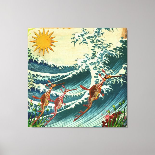 Sea Dragons Rough Water Canvas Print (Front)