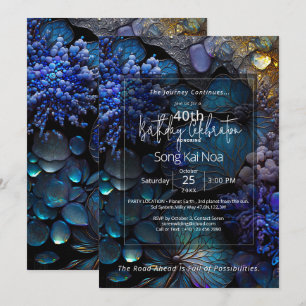 Sea Dreams Botanical Gemstone Abstract Invitation