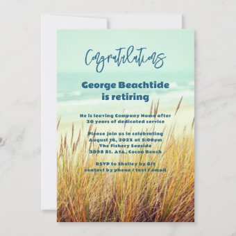 Sea Dunes Ocean Retirement Party Invitations | Zazzle
