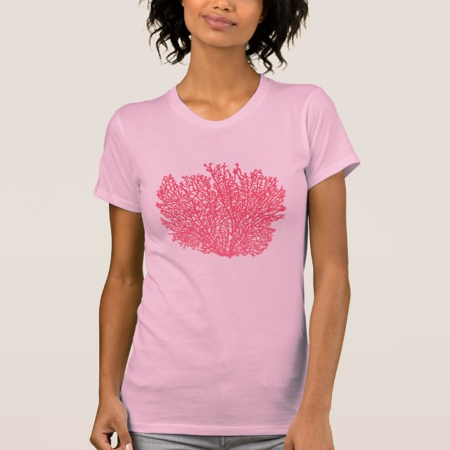 Sea Fan Coral in Deep Coral Pink T-Shirt (Front)