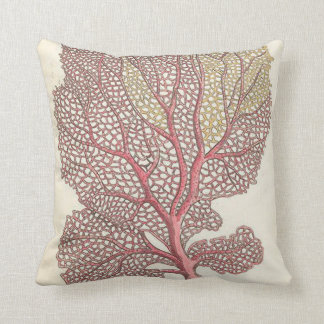 Sea Fan, Coral Pink Nautical Throw Pillow