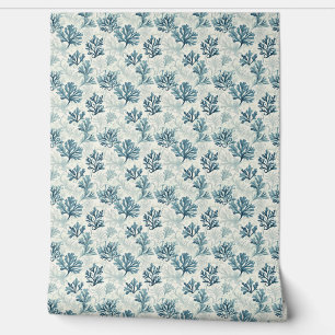 Sea Fern Whispers Mini – Teal, White, Blue Wallpaper