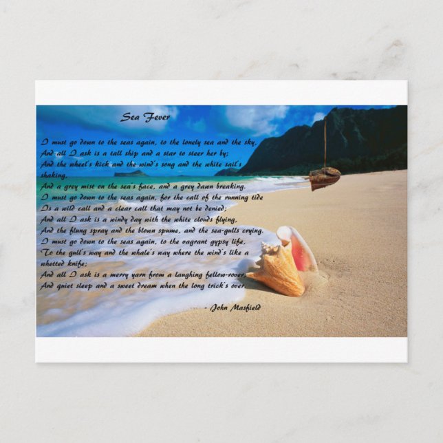 Sea Fever by: John Masefield Postcard (Front)