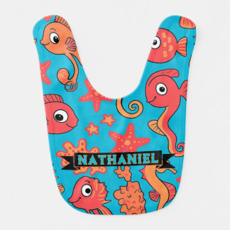 " SEA FISH AND HORSE " BABY BIB