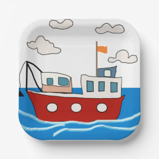 sea fishing boat paper plates