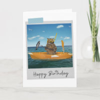 Sea Fishing Cat Funny Birthday Card