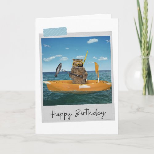 Sea Fishing Cat Funny Birthday Card