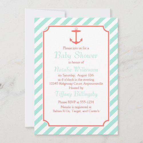 Sea Foam and Coral Anchor Silhouette Cards
