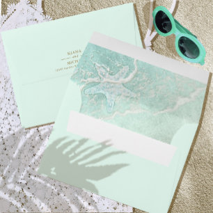 Sea Foam Beach Starfish Wedding ID837 Envelope
