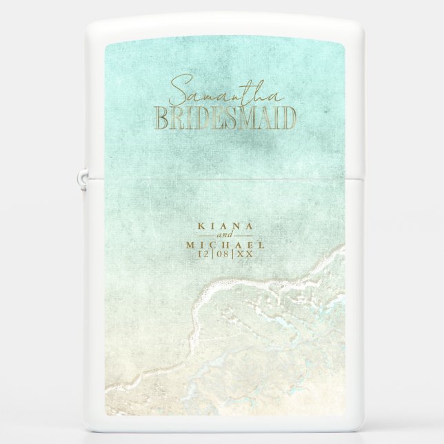 Sea Foam Beach Wedding Any Member ID837 Zippo Lighter (Front)