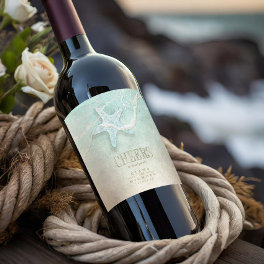 Sea Foam Beach Wedding Cheers ID837 Wine Label