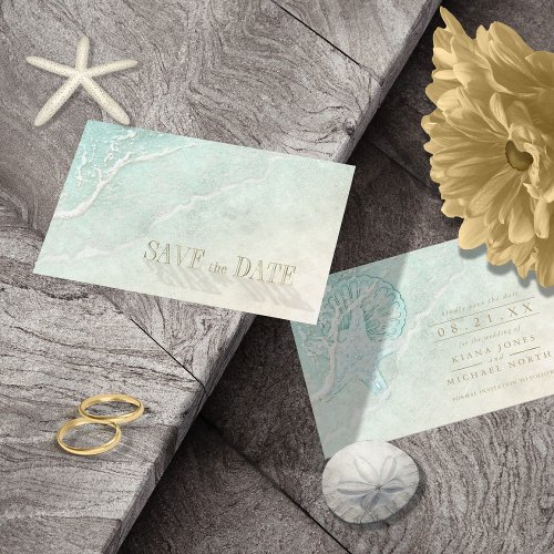 Sea Foam Beach Wedding ID837 Save The Date