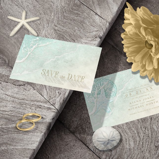 Sea Foam Beach Wedding ID837 Save The Date (Creator Uploaded)