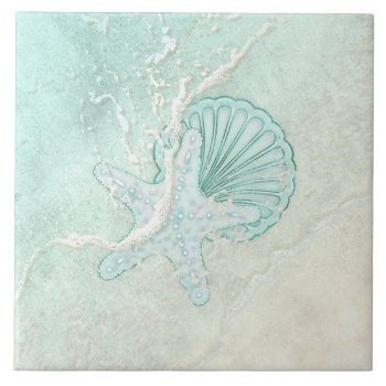 Sea Foam Beach Wedding Starfish Id837 Ceramic Tile by arrayforhome at Zazzle