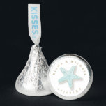 Sea Foam Beach Wedding Starfish ID837  Hershey®'s Kisses®<br><div class="desc">A watercolor texture in the soft shades of sea and sand is the background for marine elements such as turtle, starfish and seashells that are enhanced with waves of sea foam to create the pieces of this wedding suite. The candy favor shown here features a central starfish image, plus a...</div>