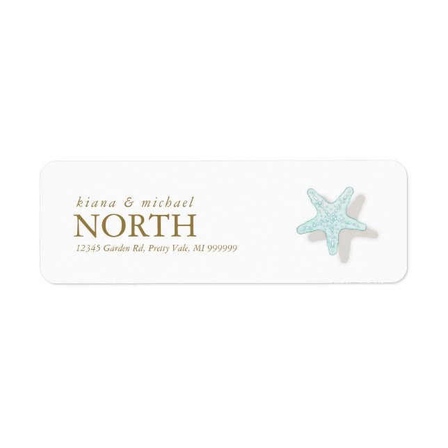 Sea Foam Beach Wedding Starfish ID837  Label (Front)