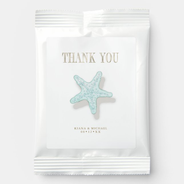 Sea Foam Beach Wedding Starfish Thank You ID837 Margarita Drink Mix (Front)