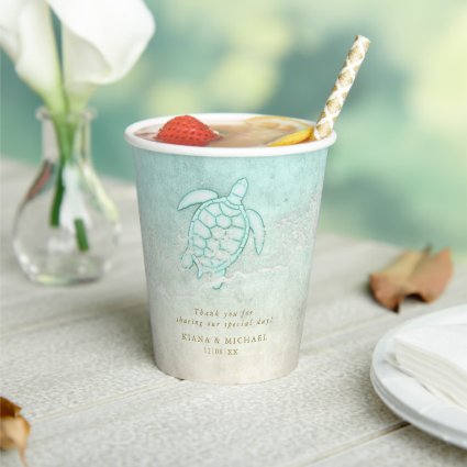 Sea Foam Beach Wedding Thank You ID837 Paper Cups
