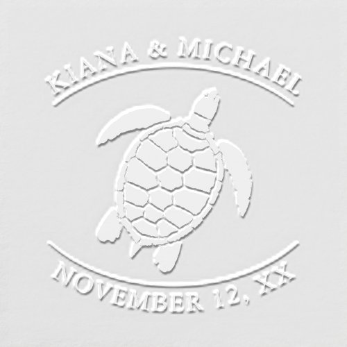 Sea Foam Beach Wedding Turtle ID837 Embosser