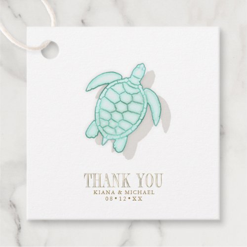 Sea Foam Beach Wedding Turtle ID837 Favor Tags