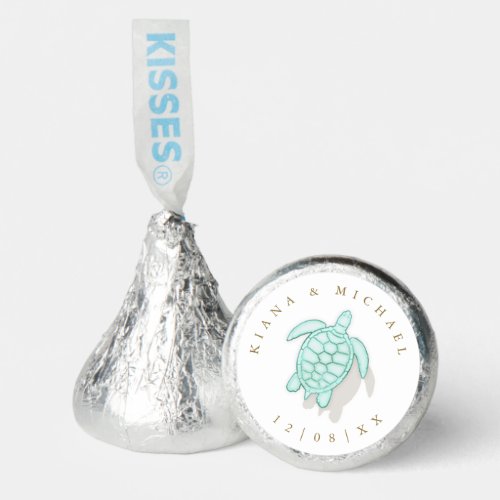 Sea Foam Beach Wedding Turtle ID837 Hersheys Kisses