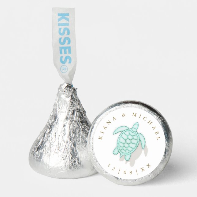 Sea Foam Beach Wedding Turtle ID837 Hershey®'s Kisses® (Front)