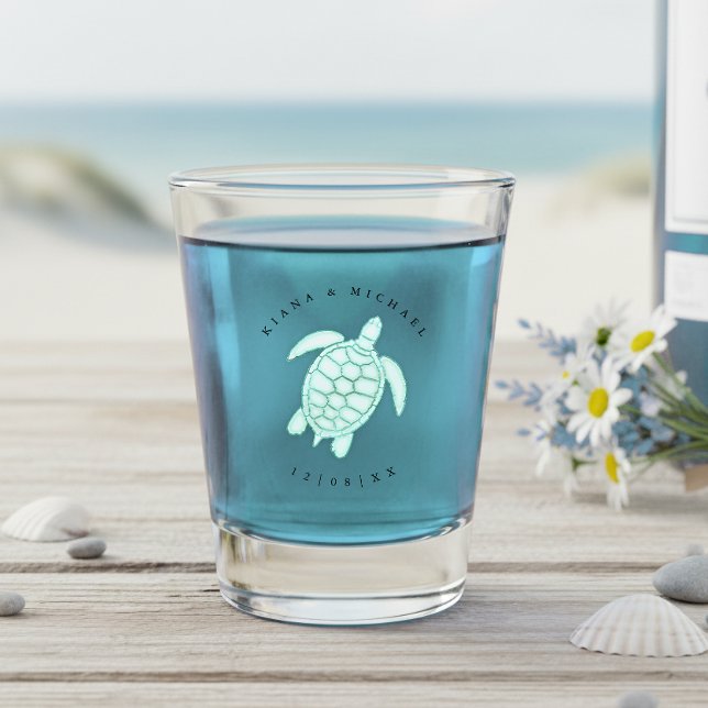Sea Foam Beach Wedding Turtle ID837  Shot Glass (Creator Uploaded)