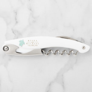 Sea Foam Beach Wedding Turtle ID837 Waiter's Corkscrew